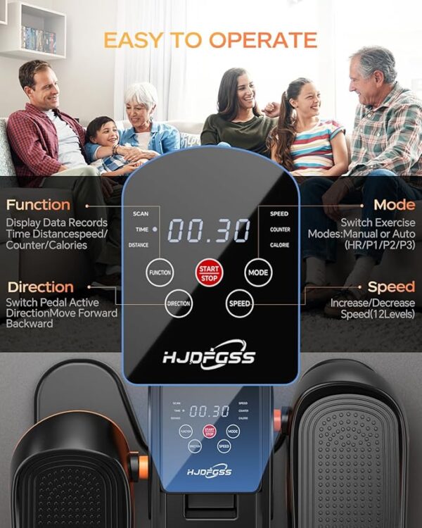 Under Desk Elliptical Machine, Ellipse Leg Exerciser as Seen on Tv for Seniors Adults with 12 Adjustable Speed, Quiet & Portable Seated Pedal Exerciser with Remote Control & Non-Slip Foot Straps - Image 6