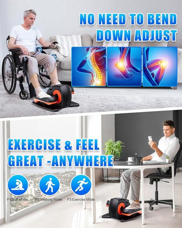 Under Desk Elliptical Machine, Electric Ellipse Leg Exerciser as Seen on Tv for Seniors with 12 Adjustable, Quiet Portable Elliptical Machine, Seated Pedal Exerciser with Remote Control - Image 5