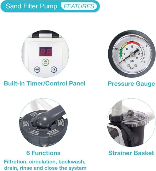 Intex 26651EG 3,000 GPH Above Ground Pool Sand Filter Pump with Automatic Timer - Image 2