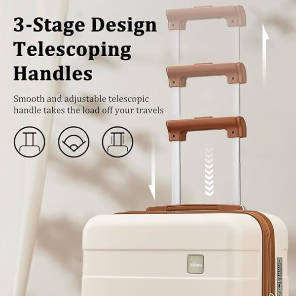 imiomo Hard Shell Luggage Sets 5 Piece for Women, Lightweight Hardside Rolling Suitcase Set with Spinner Wheels and TSA Lock, Beige - Image 6