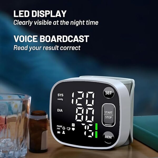 Oklar Blood Pressure Monitors for Home Use Rechargeable Wrist Digital BP Machine Cuff with LED Backlit Display, Voice Broadcast, 240 Memory Storage for 2 Users with Carrying Case - Image 6