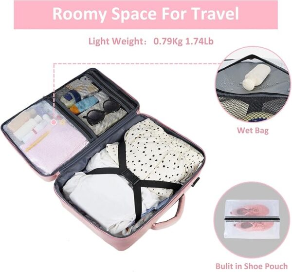 Taygeer Travel Backpack for Women, Carry On Backpack with USB Charging Port & Shoe Pouch, TSA 15.6inch Laptop Mochila Flight Approved, Nurse Bag Casual Daypack for Weekender Business Hiking, Pink - Image 3