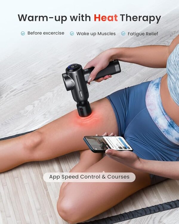 RENPHO Massage Gun with Heat and Cold, Percussion Muscle Deep Tissue Massage Gun Portable with Bluetooth and Charging Stand,FSA HSA Eligible Active+ Thermacool Deluxe - Image 4