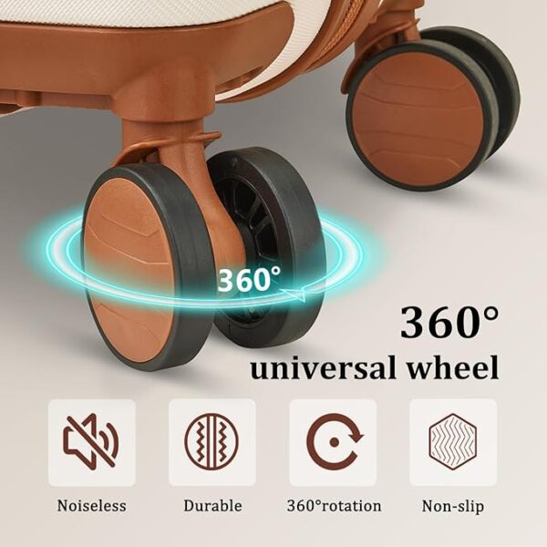 imiomo Hard Shell Luggage Sets 5 Piece for Women, Lightweight Hardside Rolling Suitcase Set with Spinner Wheels and TSA Lock, Beige - Image 5