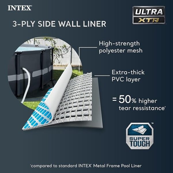 Intex 18' x 52" Ultra XTR Round Frame Above Ground Swimming Pool with Sand Filter Pump, Cover, Ladder, Ground Cloth, and Maintenance Accessory Kit - Image 3