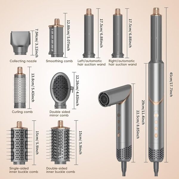 8 in 1 Hair Dryer Air Styler, 110000 RPM High-Speed Rotate Hair Dryer Brush, Auto Wrap Curlers with 200 Million Ions, Fast Dry, Volumize, Create Curly and Smooth Hair Easily, Meets Daily Style - Image 3