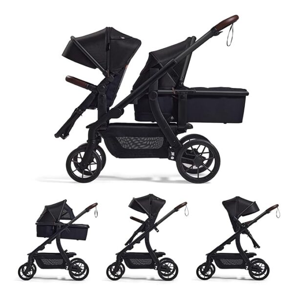 Momcozy ChangeGo Baby Stroller, Convertible Single-to-Double-to-Wagon Stroller with 23 Configurations, Bassinet and Seat Included, Large PU Wheels, All-Wheel Suspension ＆ Extendable UPF50+ Canopy