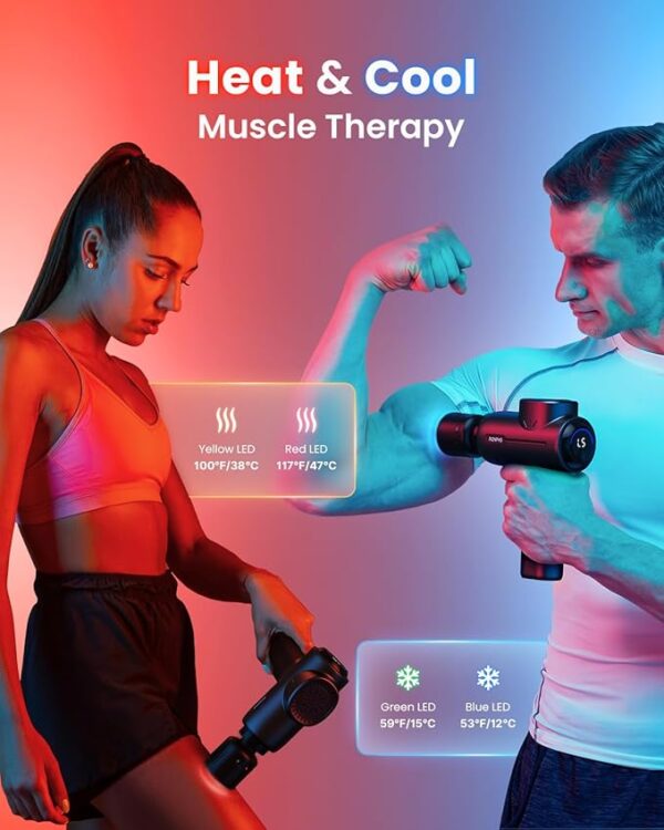 RENPHO Massage Gun with Heat and Cold, Percussion Muscle Deep Tissue Massage Gun Portable with Bluetooth and Charging Stand,FSA HSA Eligible Active+ Thermacool Deluxe - Image 5