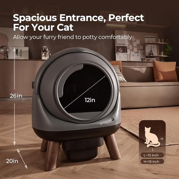 Self Cleaning Litter Box, ZHMZ G1 Automatic Cat Litter Box for Cats, Robot with Large Openning/Odor-Control/Dual Safety Protection - Image 3