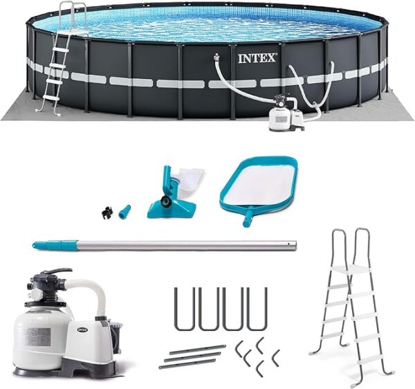 Intex 18' x 52" Ultra XTR Round Frame Above Ground Swimming Pool with Sand Filter Pump, Cover, Ladder, Ground Cloth, and Maintenance Accessory Kit - Image 4