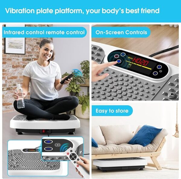 Vibration Plate Exercise Machine for Lymphatic Drainage Weight Loss,SoftGym Power Vibration Plate 300-400 Lbs Capacity Full Whole Body Workout Vibration Platform,Waver Vibration Plate for Home Fitness - Image 4