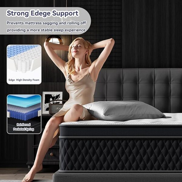 Queen Mattress, 10 Inch Hybrid Memory Foam Mattress in a Box, Individually Wrapped Pocket Coils Mattress for Isolate Motion ,Pressure Relief, CertiPUR-US Certified, Fiberglass Free & Support Comfort - Image 7