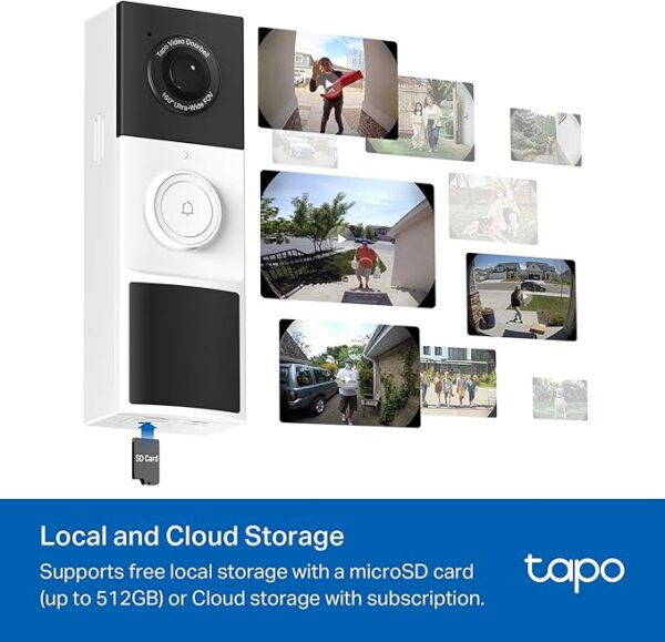 TP-Link Tapo Smart Video Doorbell Camera Wireless with Chime, 2K with Full Color Night Vison & Spotlights, No Monthly Fee, Ring Call, 160° Ultra-Wide View, Free AI Detection, Local Storage (D210) - Image 5