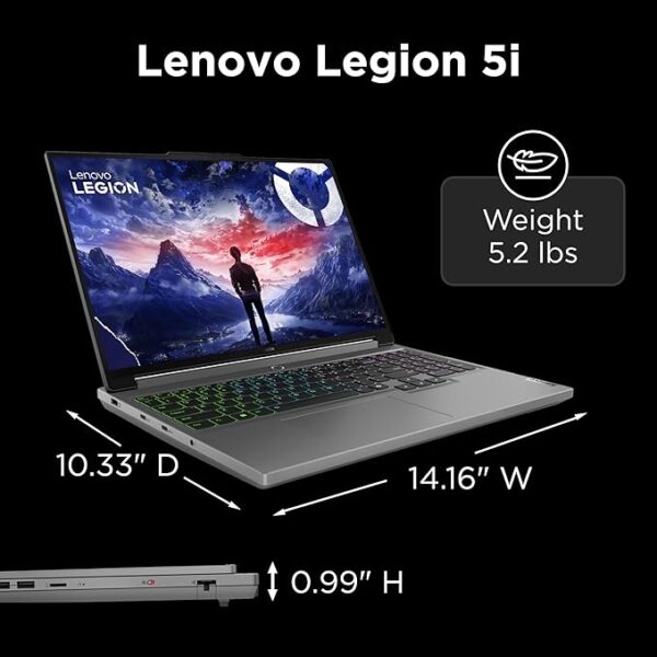 Lenovo Legion 5i - 16” Display - Intel Core i9-14900HX - NVIDIA GeForce RTX 4070-32GB RAM - 512GB SSD - G-SYNC - Windows 11 Home - USB-A and USB-C Ports - Privacy Shutter Camera - Luna Grey - Image 6