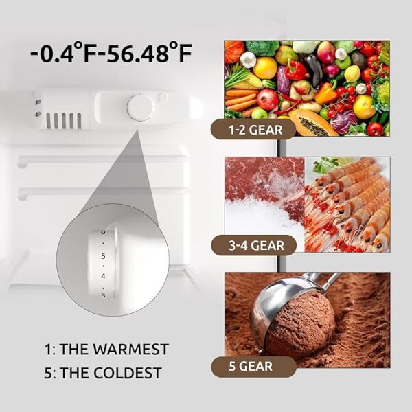 BANGSON Mini Fridge with Freezer, 3.2 Cu.Ft Small Refrigerator, 5 Settings Temperature Adjustable, Low Noise Refrigerator, 2 Door Mini Fridge for Apartment, Home, Office and Dorm, Silver - Image 2