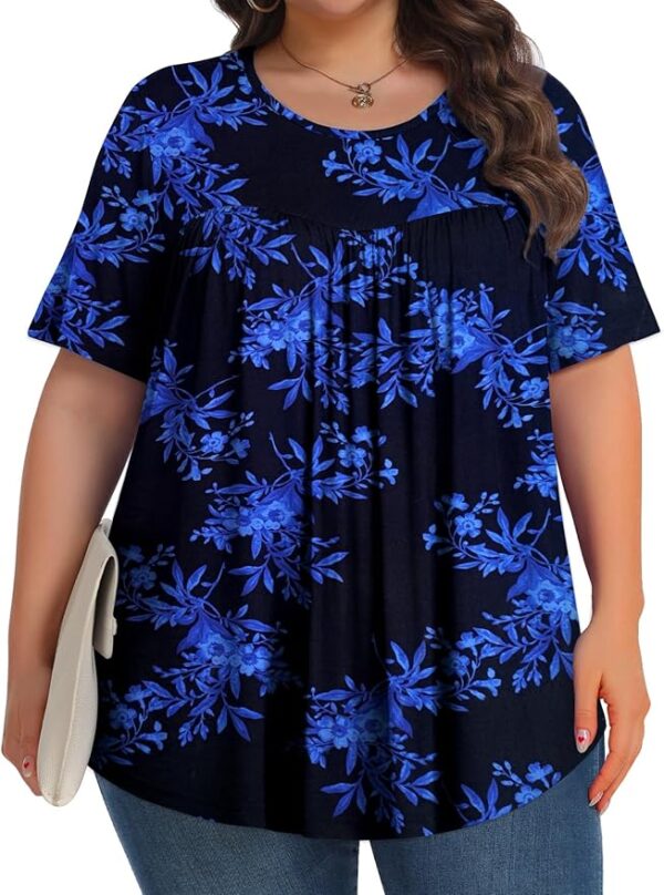 Womens Plus Size Tops Tunic Short Sleeve Crew Neck Shirts Casual Soft Blouse 1X-5X - Image 3