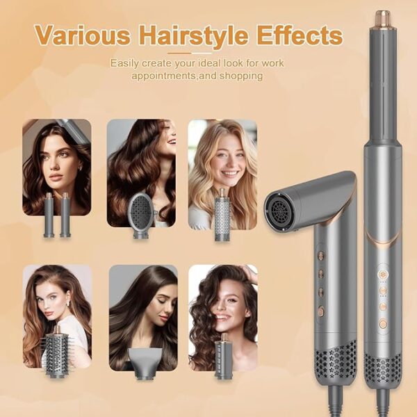 8 in 1 Negative Ionic Foldable Wrap Air Hair Styler Set, 110000 RPM High-Speed Hot Hair Dryer Brush Set for Curling, Fast Dry, Straightening - Versatile Hair Styling Tool with Multiple Attachments - Image 4