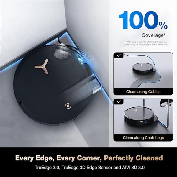 ECOVACS DEEBOT X8 PRO OMNI Robot Vacuum and Mop, 18000Pa, OZMO ROLLER Instant Self-Washing Mopping, 167℉ Hot Water Mop Washing, Auto Cleaning Solution Adding, Hot Air-Drying, Self-Emptying, Black - Image 6
