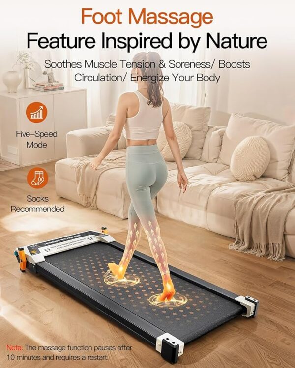 Versatile Walking Pad Treadmill with Incline - Dual-Sided Under Desk Treadmill with Foot Massage,2 in 1 Walking Treadmill for Home/Office, Portable Compact Treadmill with 330LBS Weight Capacity - Image 2