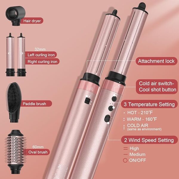 Brightup Upgraded Professional Hot Air Styler – 1400W High-Speed Blow Dryer Brush with 120,000 RPM, No Heat Damage, Fast Drying for Wavy, Curly & Straight Hair, 110V, Multi-Styler with Storage Bag - Image 4