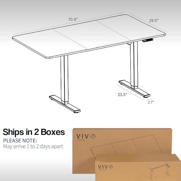 VIVO Electric 71 x 30 inch Standing Desk Workstation, Memory Controller Height Adjustment, 1B Series, Dark Walnut Top Black Frame, DESK-KIT-1B7D - Image 4