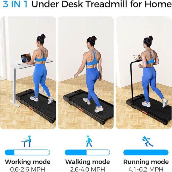 Walking Pad, 3.0HP Walking Pad Treadmill with Handle Bar, 3 in 1 Portable Under Desk Treadmills for Home,Foldable Treadmill for Small Space,Compact Home Treadmills with Remote Control,300LBS Capacity - Image 3