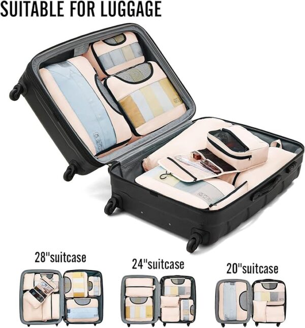Veken 8 Set Packing Cubes for Travel, Gifts for Women Mom, Suitcase Organizer Bags for Luggage with Hanging Toiletry Bag and Shoe Bag, Vacation Essentials Travel Accessories for Cruise Ship - Image 5