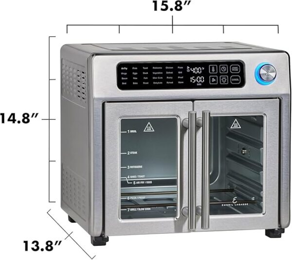 Emeril Lagasse Extra Large French Door Air Fryer Toaster Oven Combo, 24 Cooking Functions and Digital Controls, 7 Accessories Included, Stainless Steel Finish, 26QT Capacity - Image 3
