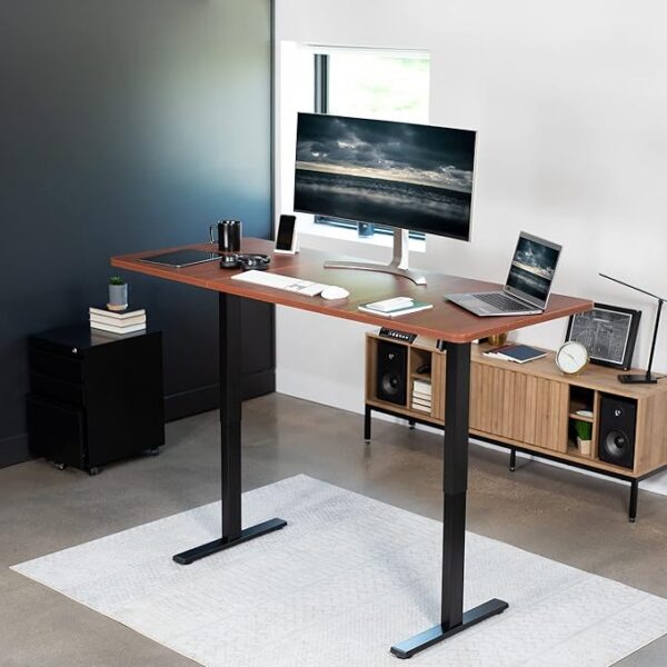 VIVO Electric 71 x 30 inch Standing Desk Workstation, Memory Controller Height Adjustment, 1B Series, Dark Walnut Top Black Frame, DESK-KIT-1B7D - Image 5