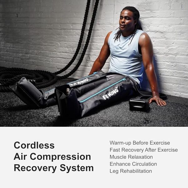 FIT KING Upgraded Recovery System, Cordless Full Leg Massager with Dynamic Air Compression, Reduces Muscle Pain and Improves Circulation, Fast Recovery for Athletes, FSA-HSA Approved (Large) - Image 4