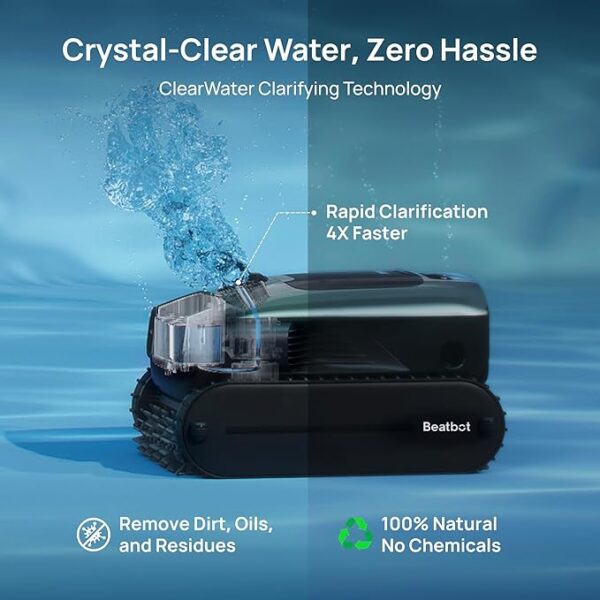Beatbot AquaSense 2 Pro Pool Vacuum Robot, Unmatched 5-in-1 Cleaning, Skims Water Surface with Remote Navigation, Surface Parking, Clarifies Water, for Pools up to 3,875 Sq.ft – Dark Green - Image 6