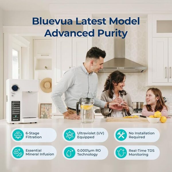 Bluevua RO100ROPOT-UV Reverse Osmosis System Countertop Water Filter - 6 Stage Purification with UV and Remineralization, Counter RO Filtration, Portable Water Purifier - Image 5