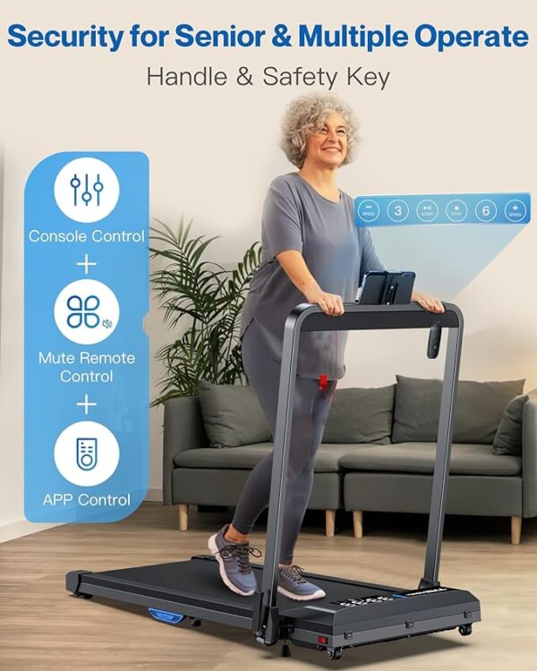 WELLFIT 10% Incline Walking Pad, 2.5HP 7.6MPH 340 lb+ Capacity Treadmills for Home, 41 * 16 inch Wide Running Area Treadmill with Mute Remote, APP and Console Control for Small Space, No Assemble - Image 4