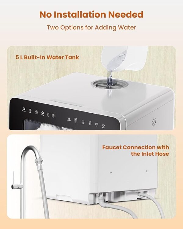 HAVA 2025 NEW Upgraded Countertop Dishwasher with Water Softener and Enhanced Energy Efficiency, Portable Dishwasher with 8 Wash Programs, Child Lock & Delayed Start Function, No Installation Needed - Image 6