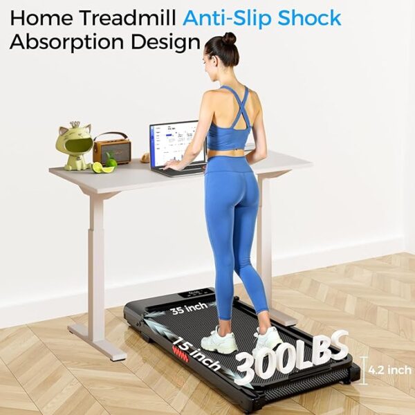 Walking Pad, 3.0HP Walking Pad Treadmill with Handle Bar, 3 in 1 Portable Under Desk Treadmills for Home,Foldable Treadmill for Small Space,Compact Home Treadmills with Remote Control,300LBS Capacity - Image 4