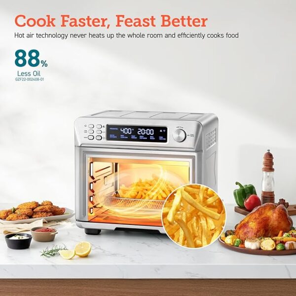 COSORI Smart 12-in-1 Air Fryer Toaster Oven Combo, Airfryer Convection Oven Countertop, Bake, Roast, Reheat, Broiler, Dehydrate, 75 Recipes & 3 Accessories, 26QT, Silver-Stainless Steel - Image 2