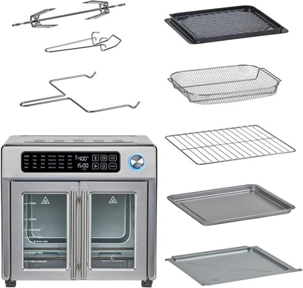 Emeril Lagasse Extra Large French Door Air Fryer Toaster Oven Combo, 24 Cooking Functions and Digital Controls, 7 Accessories Included, Stainless Steel Finish, 26QT Capacity - Image 4