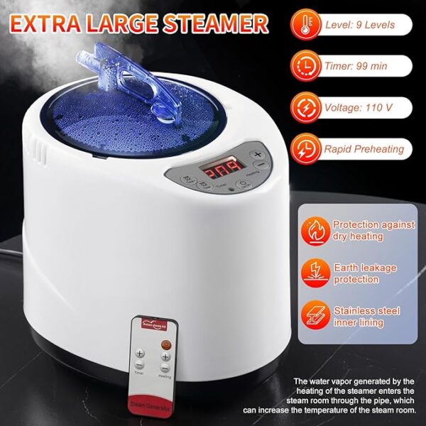 Sauna Box, Portable Steam Sauna, Portable Sauna for Home, Sauna Tent with Steamer, 9 Levels, 2.6’ x 2.6’ x 5.9’ - Image 4