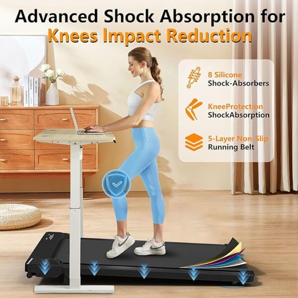 Walking Pad Treadmill with Incline,Under Desk Treadmill with Incline 2 in 1 for Walking and Jogging,2.5HP Compact Incline Walking Pad for Home Office with Remote Control - Image 4