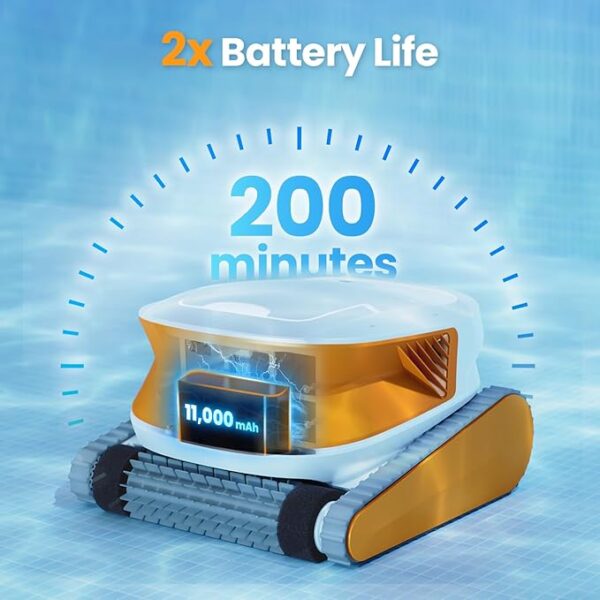 Poolmate Hydro 3 Robotic Pool Cleaner for Inground/Above Ground Pools, 150W Cordless Pool Vacuum, Max 200min Runtime, 4.1L Filter Basket, Auto Waterline/Wall Cleaning, Max 1076 sq.ft Coverage - Image 5