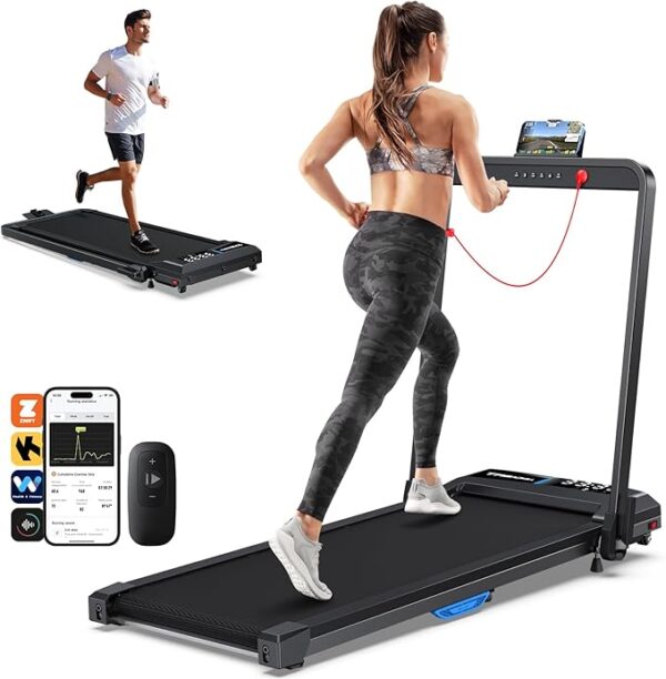 WELLFIT 10% Incline Walking Pad, 2.5HP 7.6MPH 340 lb+ Capacity Treadmills for Home, 41 * 16 inch Wide Running Area Treadmill with Mute Remote, APP and Console Control for Small Space, No Assemble