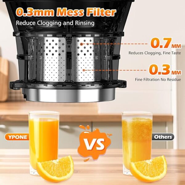 Juicer Machines with 5.8" Extra Large Feed Chute, Cold Press Juicer For Whole Vegetables and Fruits, 350W Professional Masticating juicer Easy to Clean for Batch Juicing (Titanium Gray) - Image 5