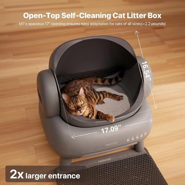 Neakasa M1 Open-Top Self Cleaning Cat Litter Box, Automatic Cat Litter Box with APP Control, Odor-Free Waste Disposal Includes Trash Bags - Image 3