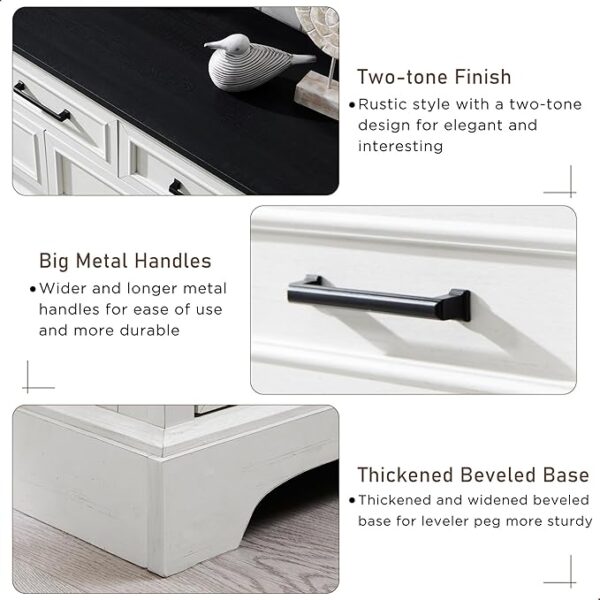 7 Drawer Dresser, Farmhouse Chest of Drawers for Bedroom, 52" Wide Kids Dresser TV Stand with Large Metal Handles, Wood Drawer Organizer for Living Room, Hallway - Off White - Image 4