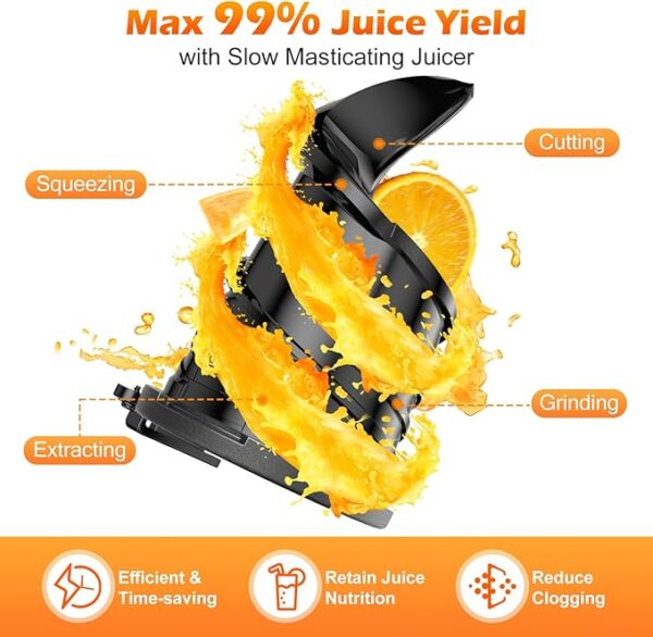Juicer Machines with 5.8" Extra Large Feed Chute, Cold Press Juicer For Whole Vegetables and Fruits, 350W Professional Masticating juicer Easy to Clean for Batch Juicing (Titanium Gray) - Image 2
