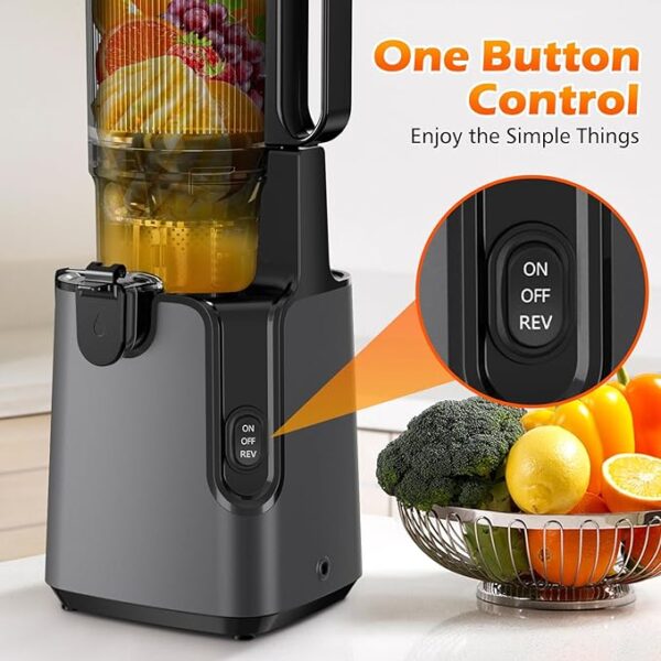 Juicer Machines with 5.8" Extra Large Feed Chute, Cold Press Juicer For Whole Vegetables and Fruits, 350W Professional Masticating juicer Easy to Clean for Batch Juicing (Titanium Gray) - Image 3
