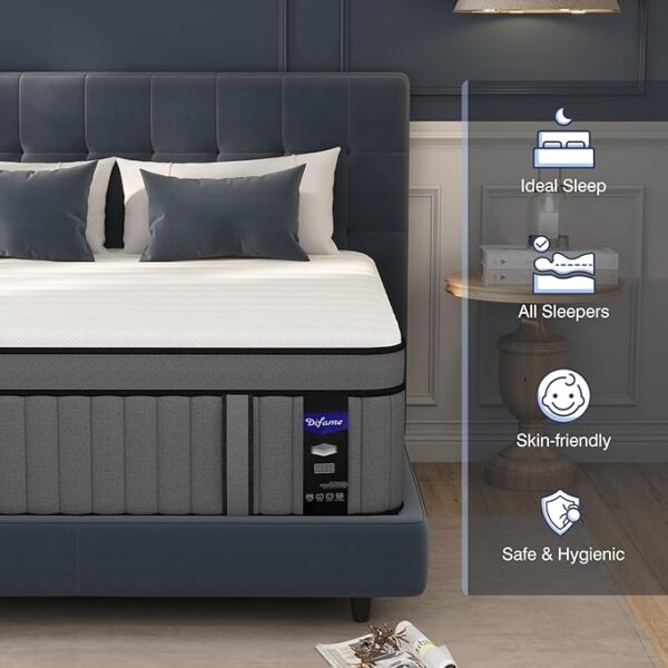 DIFAME King Size Mattress 14 Inch, Gel Memory Foam Hybrid Firm King Bed Mattress in a Box with Independent Pocket Spring, Pressure & Back Pain Relief, Edge Support, 100-Night Trial, CertiPUR-US - Image 6