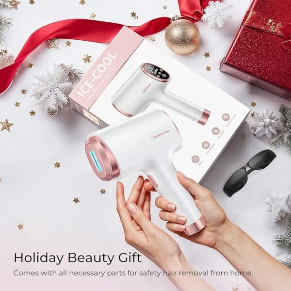 Laser Hair Removal for Women & Men, 45°F Ice-Cooling Contact, Safe & Virtually Painless Alternative to Salon IPL Hair Removal Device, Long-Lasting Hair Removal from Home, with Razor & Glasses - Image 4