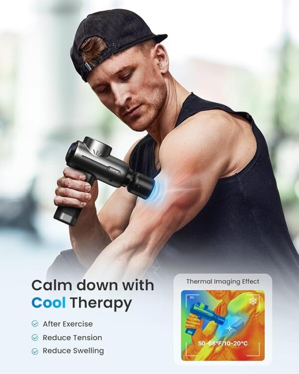 RENPHO Massage Gun with Heat and Cold, Percussion Muscle Deep Tissue Massage Gun Portable with Bluetooth and Charging Stand,FSA HSA Eligible Active+ Thermacool Deluxe - Image 3