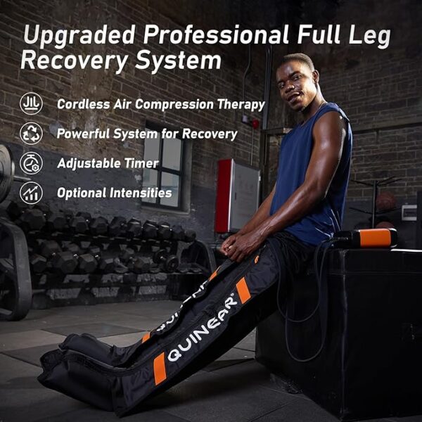 QUINEAR Professional Leg Recovery System, Cordless Air Compression Boots with Sequential Compression, Leg and Foot Massager, Fast Recovery Therapy for Athletes, FSA HSA Eligible (Medium) - Image 4